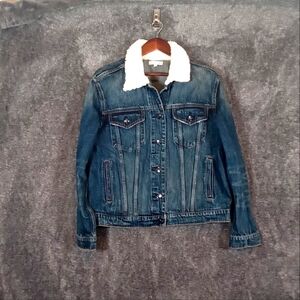 Good American Trucker boyfriend sherpa collar women's small